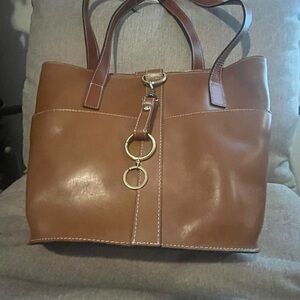 Patricia Nash Leather Tote / Bucket Bag – Tan